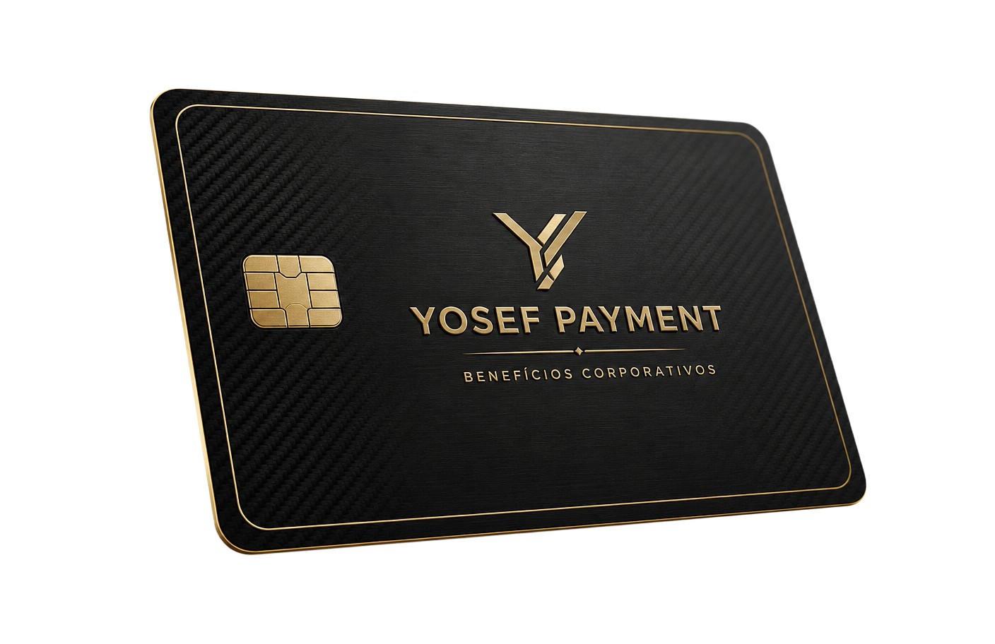 Cartão premium YOSEF PAYMENT preto com detalhes dourados